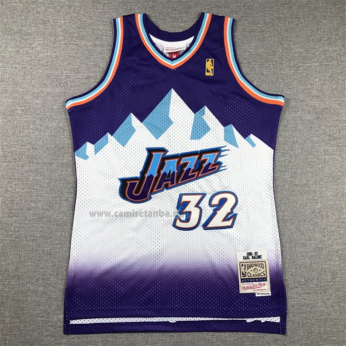 Camiseta Nino Utah Jazz Karl Malone NO 32 Mitchell & Ness 1996-97 Violeta